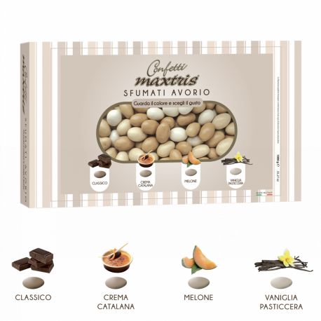 CONFETTI MAXTRIS 1 KG SFUMATI AVORIO CONFETTATE MATRIMONIO COMUNIONE BATTESIMO PARTICOLARI