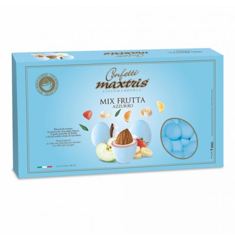 CONFETTI MAXTRIS CELESTI ALLA FRUTTA 1KG CONFETTATE NASCITA BATTESIMO E COMUNIONE BAMBINO MANDORLA
