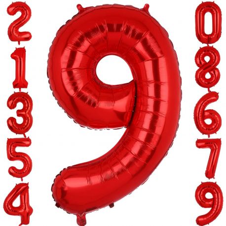 PALLONCINI NUMERI DA 0 A 9 IN MYLAR ROSSO FESTE PARTY EVENTI E COMPLEANNO