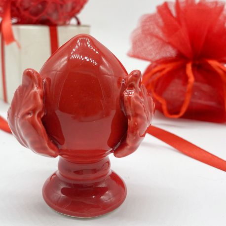 PUMI PUGLIESI ROSSI IN CERAMICA BOMBONIERE LAUREA ORIGINALI PENSIERINI SEGNAPOSTO CRESIMA