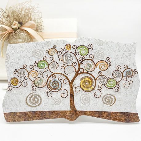 QUADRETTO ALBERO DELLA VITA DA APPOGGIO COLORATO BOMBONIERE ORIGINALI ED ECONOMICHE MATRIMONIO