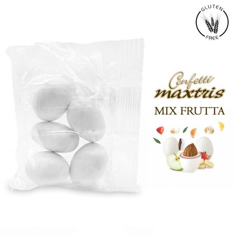 5 CONFETTI IMBUSTATI GUSTO FRUTTA BIANCHI CUORE MORBIDO PER BOMBONIERE E CONFETTATE FAI DA TE