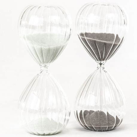 CLESSIDRE IN VETRO CON SABBIA BIANCA O GRIGIA IDEE BOMBONIERE ORIGINALI ED ECONOMICHE