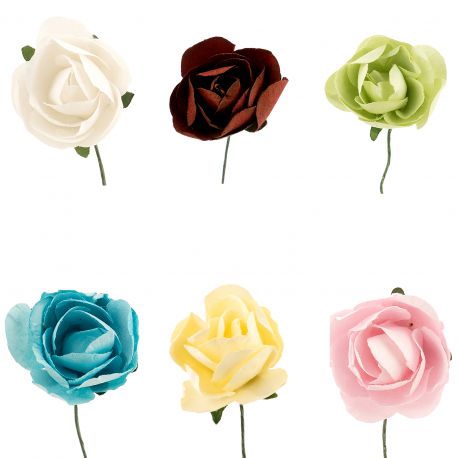 ROSELLINE IN CARTA COLORI A SCELTA FIORI ARTIFICIALI CONFEZIONI FAI DA TE