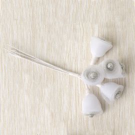 FIORI FINTI BIANCO E ARGENTO EFFETTO DOPPIATO CON PISTILLO SILVER OFFERTA DECORAZIONI BOMBONIERE