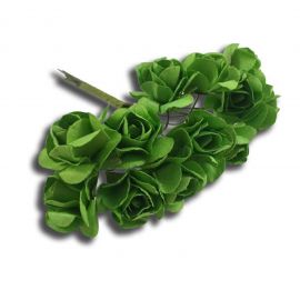 ROSELLINE VERDI FIORI DI CARTAPESTA ARTIFICIALI PER CONFEZIONE BOMBONIERE DECORAZIONI ECONOMICHE