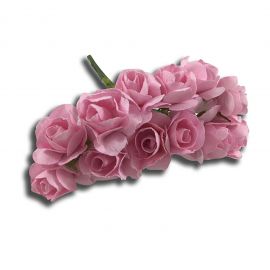 ROSELLINE ARTIFICIALI ROSA DECORAZIONI BOMBONIERE FAI DA TE COMUNIONE BATTESIMO NOZZE