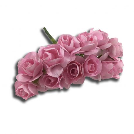 ROSELLINE ARTIFICIALI ROSA DECORAZIONI BOMBONIERE FAI DA TE COMUNIONE BATTESIMO NOZZE