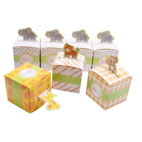 SCATOLINE PORTACONFETTI ANIMALI DELLA GIUNGLA ASSORTITE CONFETTATE ORIGINALI COMPLEANNO