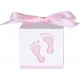 SCATOLINE PORTACONFETTI CUBO ROSA IMPRONTE PIEDINI CONFETTATA NASCITA BAMBINA