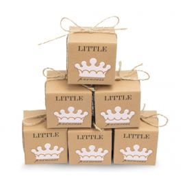 SCATOLINE PORTACONFETTI CUBO CON CORONA ROSA E SCRITTA "LITTLE PRINCESS"