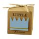 SCATOLINE PER CONFETTI CUBICHE CON CORONA CELESTE E SCRITTA "LITTLE PRINCE BOMBONIERE NASCITA MASCHIETTO"