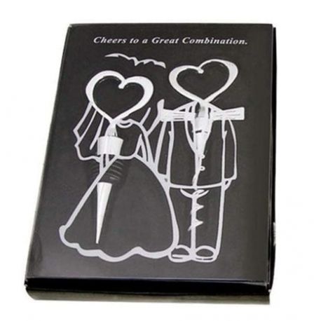 SET TAPPO + CAVATAPPI IN ACCIAIO CON CUORE E SCATOLA CON SERIGRAFIA SPOSINI