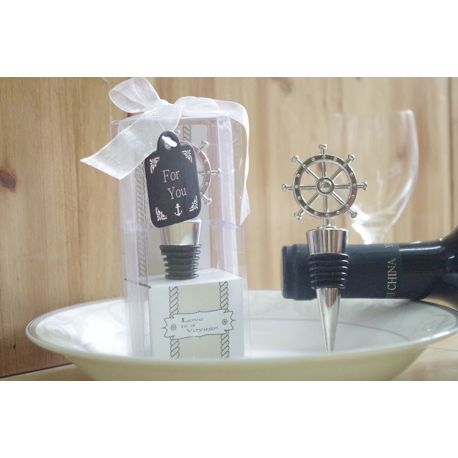 TAPPO ERMETICO PER VINO CON TIMONE DA BARCA BOMBONIERE TEMA MARE
