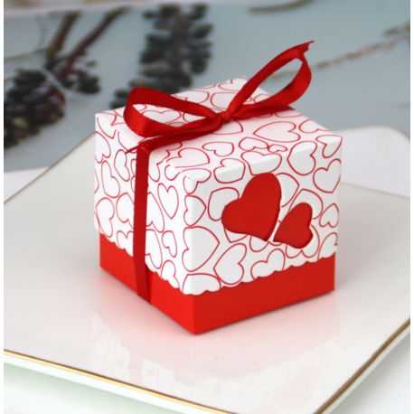 SCATOLINE PER CONFETTI CUBO ROSSE CON CUORI CONFETTATE ORIGINALI