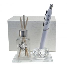 PROFUMATORI PER AMBIENTI CON PENNA E PORTAPENNE IN CRISTALLO BOMBONIERE ORIGINALI