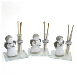 PROFUMATORE AD AMPOLLA CON SIMBOLI CRESIMA E ANGIOLETTO BOMBONIERE ECONOMICHE