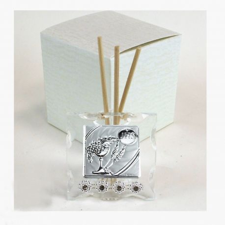 BOMBONIERE COMUNIONE DIFFUSORI DI AROMI IN VETRO CON LAMINA CALICE