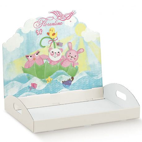 VASSOIO PORTA BOMBONIERE CON ANIMALETTI ROSA PER CONFETTATE FEMMINUCCIA