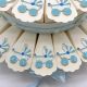 TORTA DI BOMBONIERE CELESTE 15/25/40 FETTE NASCITA MASCHIETTO CON CHARMS CARROZZINA CONFETTATA PENSIERINI