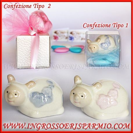 BOMBONIERE NASCITA COCCINELLE IN CERAMICA BIANCA RICORDINI ECONOMICI PER BAMBINI ONLINE
