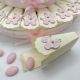 TORTA PORTACONFETTI CON CHARMS CARROZZINA ROSA BOMBONIERE NASCITA FEMMINUCCIA IDEE ORIGINALI