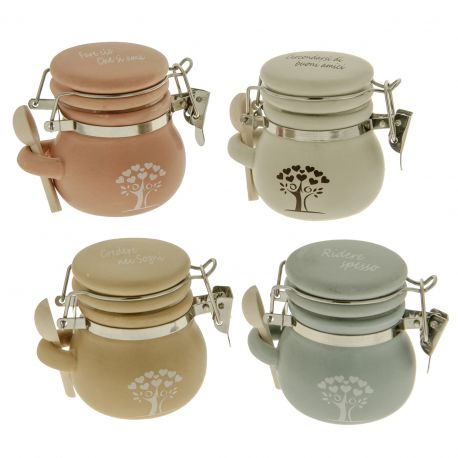 MINI BARATTOLI IN PORCELLANA CON ALBERO DELLA VITA E FRASI ASSORTITE SEGNAPOSTO ORIGINALI