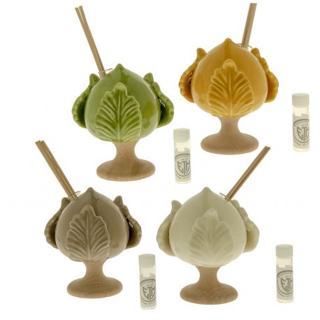 PROFUMATORE CON ESSENZA PUMO PUGLIESE PORCELLANA E LEGNO BOMBONIERE ECONOMICHE