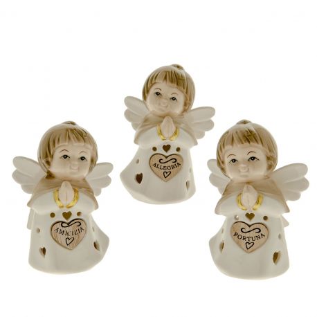 ANGIOLETTI BATTESIMO E COMUNIONE STATUETTE PORCELLANA CON LED