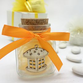 CONFETTATE MATRIMONIO ORIGINALI BARATTOLINI IN VETRO CON CIONDOLO A FORMA DI CUORE