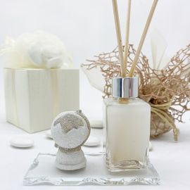 DIFFUSORI DI AROMI IN VETRO CON STATUINE MAPPAMONDO BOMBONIERE TEMA VIAGGIO MATRIMONIO LAUREA