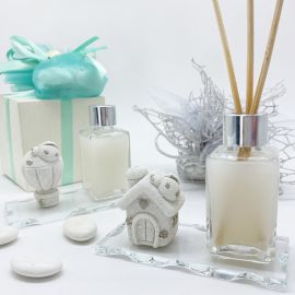 PROFUMATORE PER AMBIENTI ORIGINALE CON STATUINE CASETTA E MONGOLFIERA BOMBONIERE MATRIMONIO