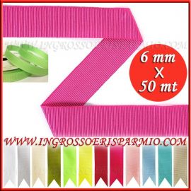 NASTRO GROS GRAIN 6 MM X 50 METRI BIANCO ROSSO ROSA CELESTE FUXIA VERDE TIFFANY TORTORA