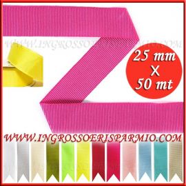 NASTRO GROSGRAIN 25 MM X 50 MT GRANDE CANNETE PREZZI ON LINE RIBBON FAVORS BIANCO ROSSO ROSA