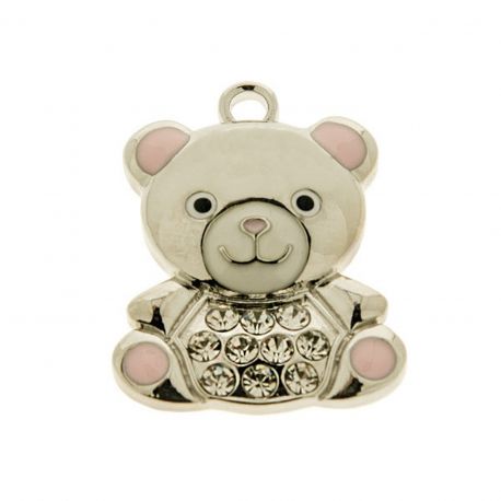 CHARM IN ZAMA ORSETTO CIONDOLO CON DETTAGLI ROSA CONFETTATE NASCITA