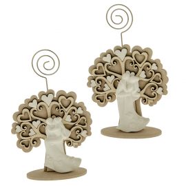 SEGNAPOSTO MATRIMONIO ALBERO DELLA VITA CON SPOSINI IN GESSO CON ASTA SPIRALATA