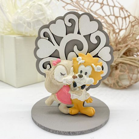 SIMPATICI ANIMALETTI SPOSI CON ALBERO DELLA VITA BOMBONIERE ECONOMICHE MATRIMONIO PREZZI INGROSSO