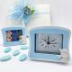 OROLOGIO DA TAVOLO + CORNICE PORTAFOTO SET REGALO PICCOLO PRINCIPE CELESTE BATTESIMO BAMBINO