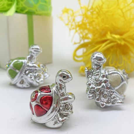 TARTARUGHE IN RESINA ARGENTATA CON STRASS BOMBONIERE ECONOMICHE CONFETTATA