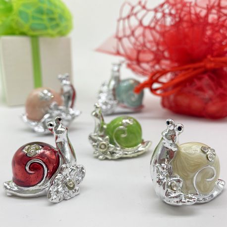 LUMACHINE IN RESINA ARGENTATA BOMBONIERE ONLINE ECONOMICHE PENSIERINI ORIGINALI