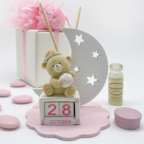 DIFFUSORE DI AROMI CON CALENDARIO PERPETUO E LUNA BOMBONIERE BATTESIMO BIMBA IDEE ORIGINALI