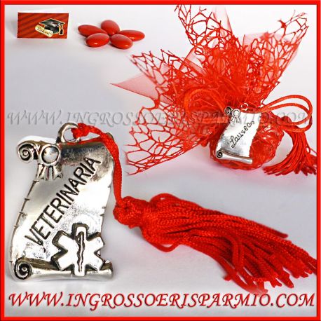 BOMBONIERE VETERINARIA LAUREA PERGAMENE OGGETTI ASCLEPIO NAPPINA METALLO ARGENTATO ONLINE