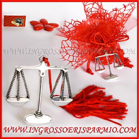 BILANCIA BOMBONIERE GIURISPRUDENZA LEGGE LAUREA ARGENTO NAPPA OGGETTI SIMBOLO CIONDOLO