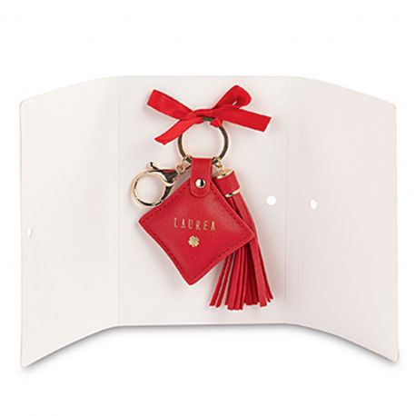 PORTACHIAVI "LAUREA" IN ECOPELLE CON NAPPA ROSSA E ASTUCCIO REGALO