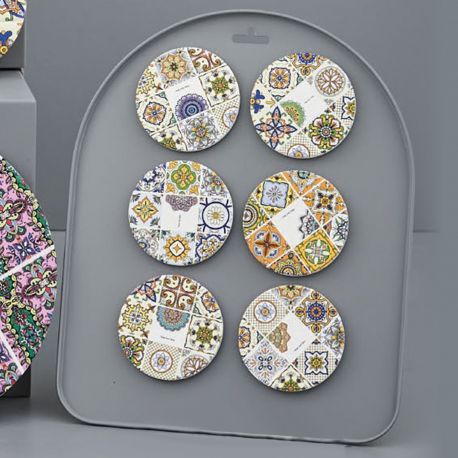 CALAMITE CIRCOLARI MOTIVO MAIOLICHE ORIGINALI ED ECONOMICHE 6 FANTASIE ASSORTITE SEGNAPOSTO CONFETTATE