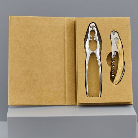 SET CAVATAPPI E SCHIACCIANOCI IN SCATOLA AVANA BOMBONIERE UTILI ORIGINALI MATRIMONIO