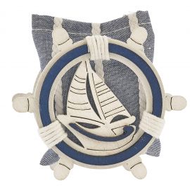 SCATOLINE PORTACONFETTI ORIGINALI TIMONE CON BARCA A VELA TEMA MARE NOZZE SEGNAPOSTO