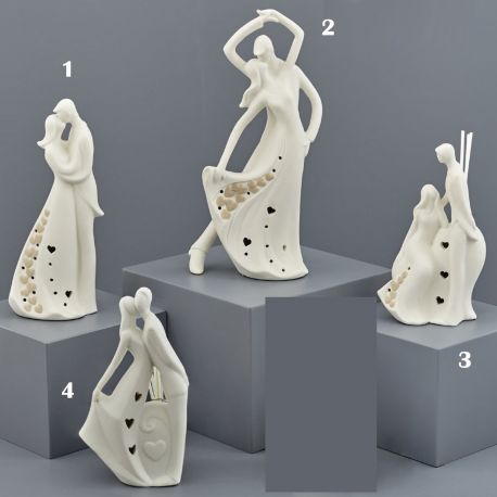 SCULTURA SPOSI STILIZZATI CON LED O PROFUMATORE PER AMBIENTI VARIE TIPOLOGIE BOMBONIERE