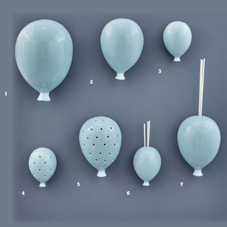 PALLONCINI IN PORCELLANA CELESTI DA MURO ORNAMENTALI O PROFUMATORI O LUCE LED BOMBONIERE BATTESIMO