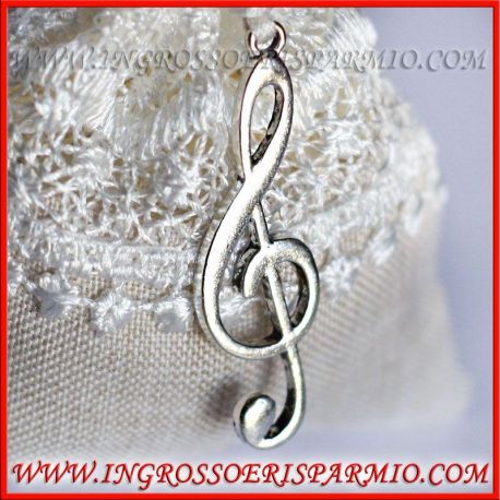 CIONDOLO CHIAVE DI VIOLINO BOMBONIERE FAI DA TE MUSICA COLLANA ZAMA ARGENTO ECONOMICO